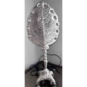 Fondica & Mathias. Large Palm Lamp In Silver Bronze (rare) Signed And Numbered