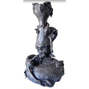 Ignaz Mansch (1867-1925) Large (60cm) Art Nouveau Vase With Mermaid Decor