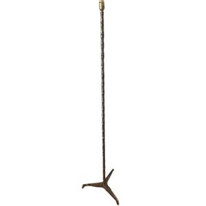 Bagues House (attributed To) Bamboo Floor Lamp In Brass And Gilded Bronze