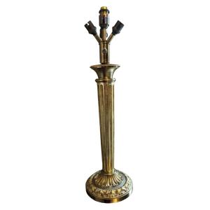 Henri Morand Paris. Large Art Deco Column Lamp In Gilt Bronze (58 Cm) Signed