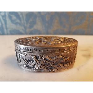 Silver Box With Dragons. China 19th. 