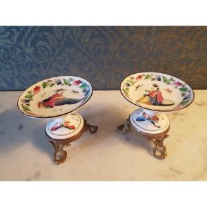 Pair Of Chinese Style Porcelain Tazza's. 19th Century. 
