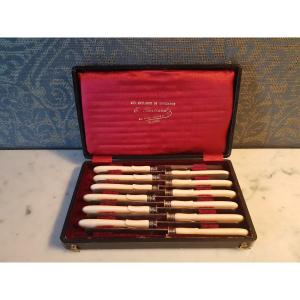 12 Silver And Ivory Fruit Knives. Nap Lll. 
