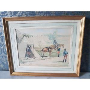 Military Watercolor Signed' - Job.(job J- M. 1858- 1931.)