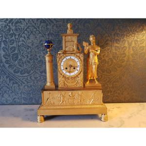 Gilt Bronze Clock. Empire. Sign: Coeur Pere A Paris. 