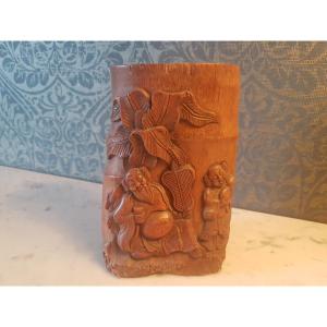 Bamboo Brush Holder. Chinese. 19th Century.