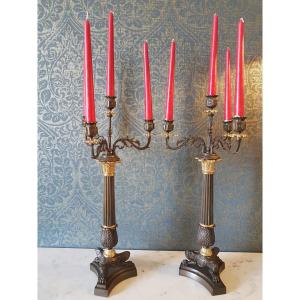 Pair Of Bronze Candelabra. Charles X. 
