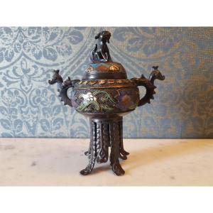 Bronze-enamel Koro. Japan - Meiji Period. 19th Century. 