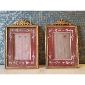 Pair Of Gilt Brass Photo Frames. Napoleon III, 19th Century. 