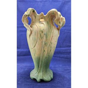 Earthenware Vase By Jérôme Massier In Vallauris, Art Nouveau Stoneware