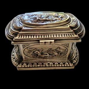 Léopold Oudry Silver-plated Jewelry Box, 19th Century