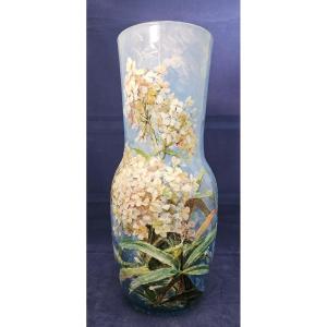 Large Impressionist Earthenware Vase Montigny Sur Loing Signed Giillaume Cachier Late 19th 