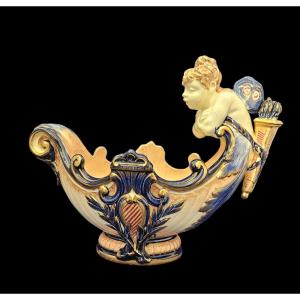 Earthenware From Sarreguemines Majolica Child's Planter Late 19th 
