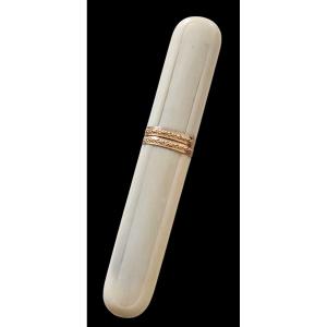 Large Ivory And Gold Needle Case, 19th Century