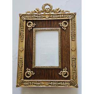 Empire Bronze And Wood Photo Frame, 19th Century 