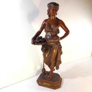 The Slave, A Bronze Sculpture With Double Patinas, Signed Pinédo Emile  