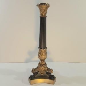 Empire Period Bronze Candlestick With Double Patinas