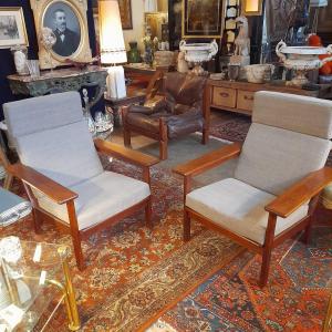 Pair Of Scandinavian Teak Armchairs By Borge Jensen And Sonner Korinth 