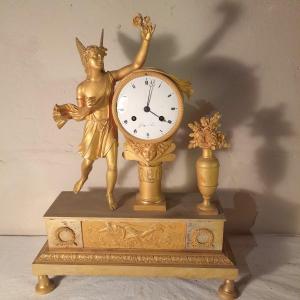 Gilt Bronze Cherub Clock Early 19th Century Wire Movement H 47 Cm