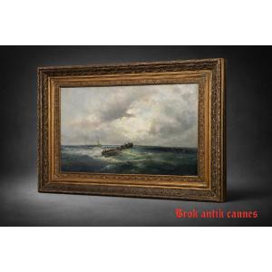 Important Oil On Canvas - Marine - T. Gudin - France - 19th Century