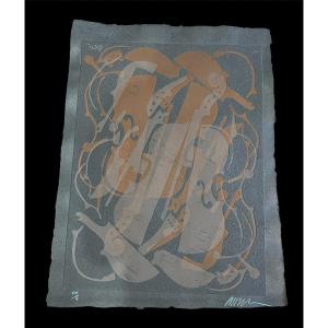 Signed Engraving (ea) - Arman - Violins - France - 20th Century 