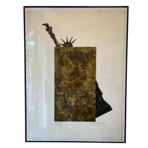 Lithography Framed - Sosno - Metal Engraving - France - 20th Century 