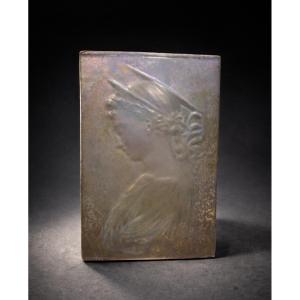 Plaque - Young Woman - Clement Massier - France - 19th/20th Century 