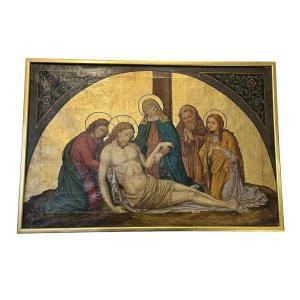 Religious Painting - Oil On Canvas - Italy - 19th Century