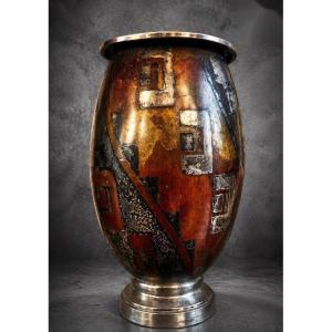Brassware Vase - Christofle / Luc Lanel - Art Deco - France - XX Th C