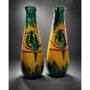 Large Pair Of Vases - Leune - Art Deco - France - XX ème