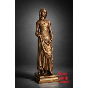 Bronze Sculpture - Saint Germaine - Charles Dufraine - France - XIX Th