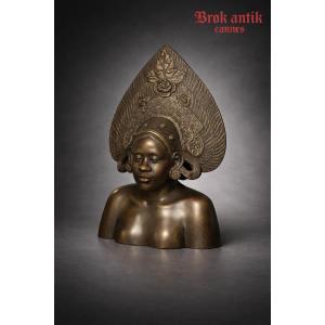 Bronze Sculpture - Balinese Bust - Bien Hoa - Vietnam - XXth