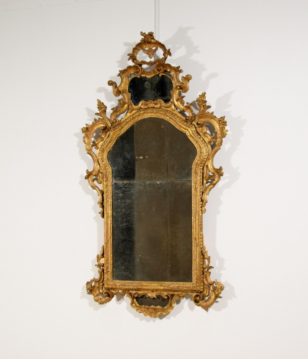 Specchiera in legno intagliato e dorato, Venezia, periodo barocchetto, seconda metà XVIII secolo-photo-6