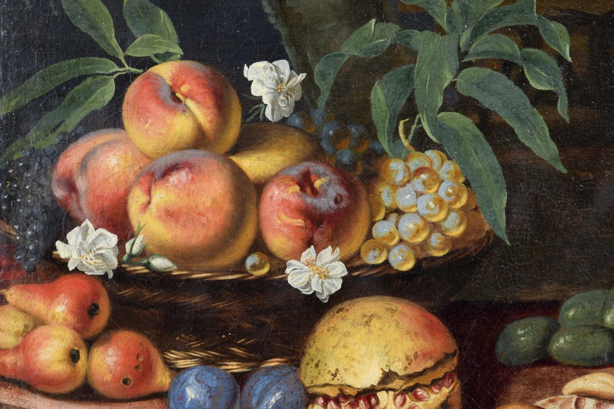 Natura morta con frutta, cani e un gatto, Italia, XVII secolo-photo-5