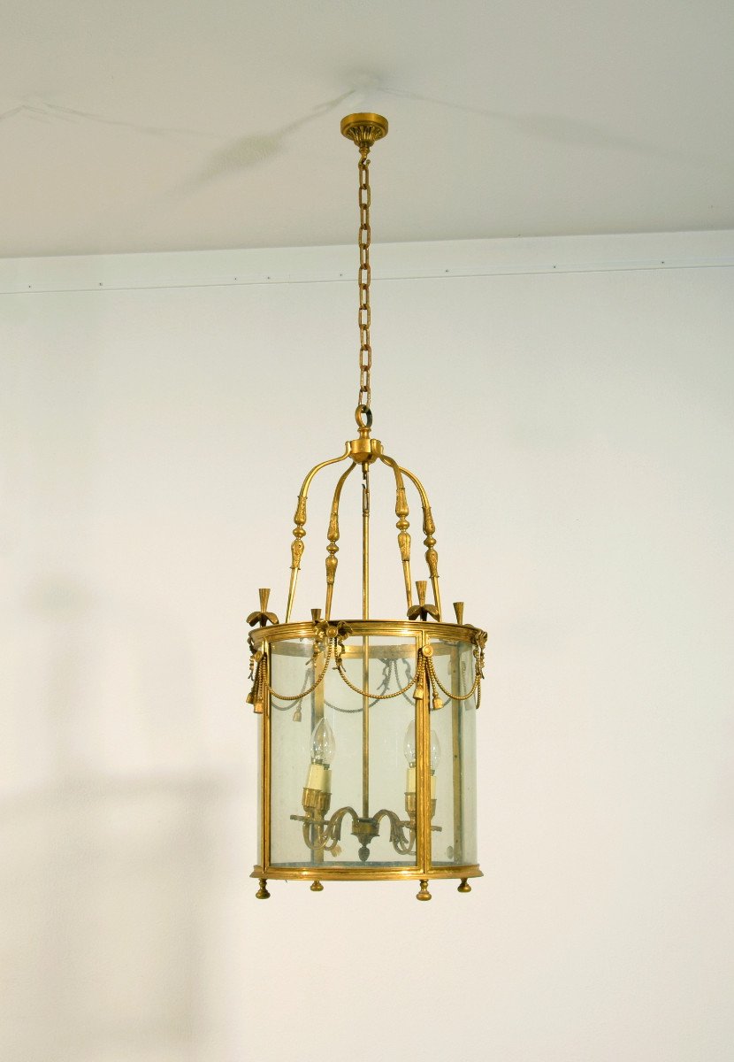 Lanterna in bronzo dorato a quattro luci, Francia, primi anni del XX secolo-photo-2