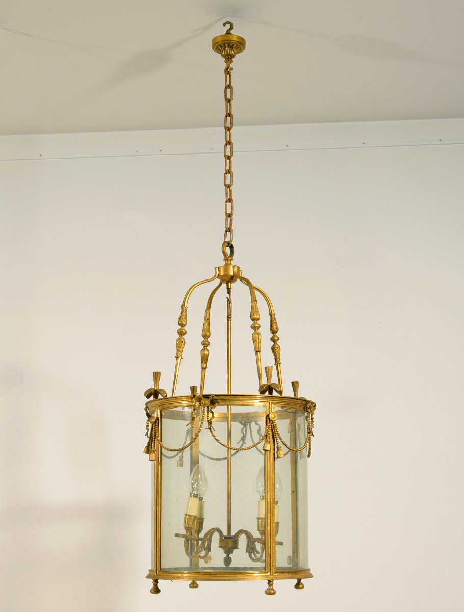 Lanterna in bronzo dorato a quattro luci, Francia, primi anni del XX secolo-photo-3