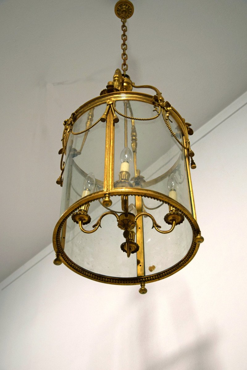 Lanterna in bronzo dorato a quattro luci, Francia, primi anni del XX secolo-photo-1