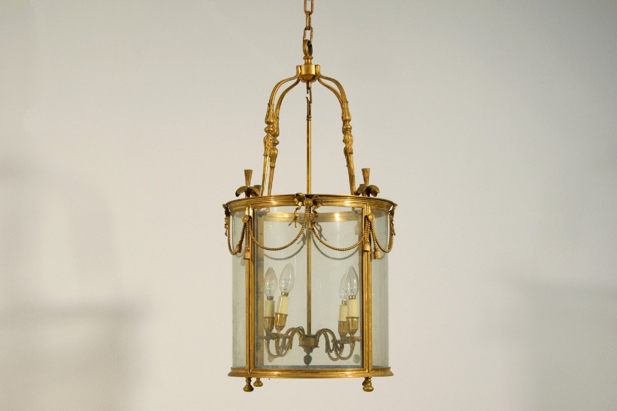Lanterna in bronzo dorato a quattro luci, Francia, primi anni del XX secolo-photo-2