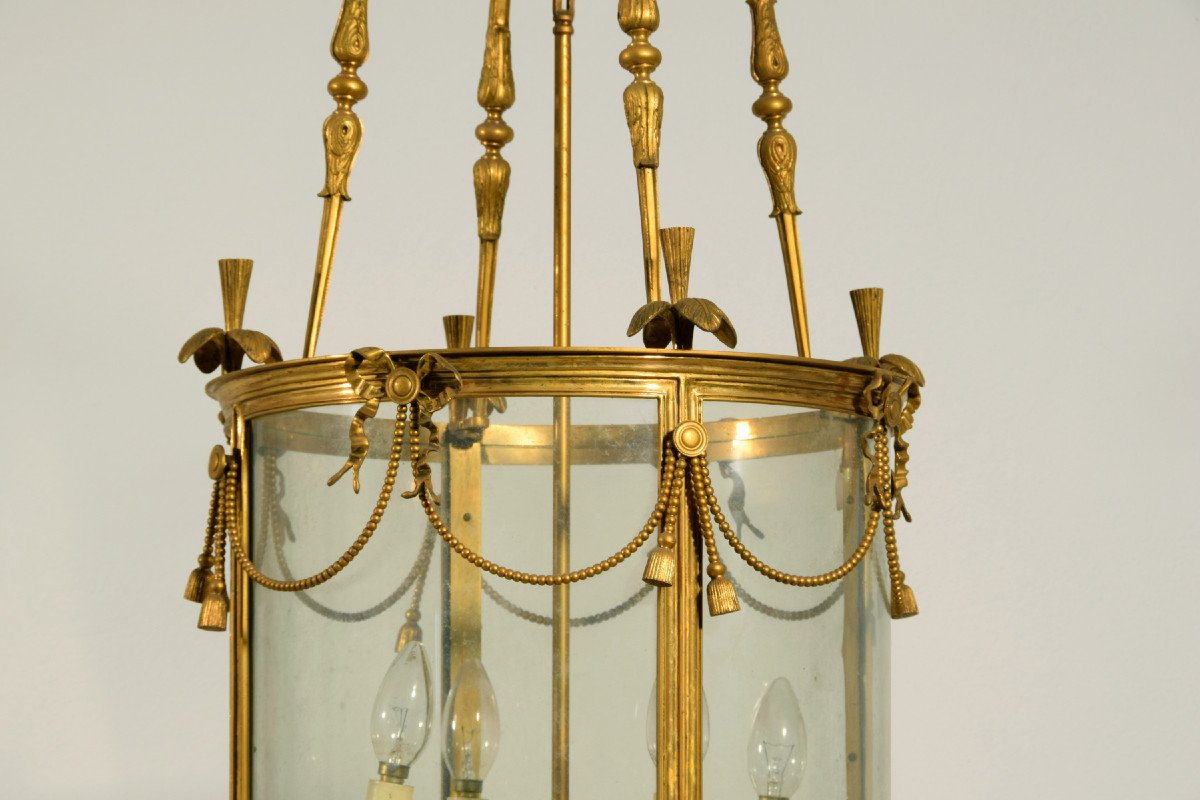 Lanterna in bronzo dorato a quattro luci, Francia, primi anni del XX secolo-photo-3
