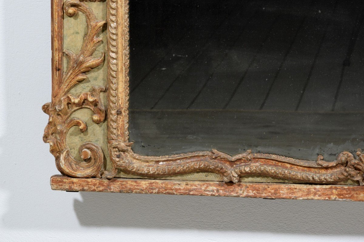 Grande specchiera in legno e pastiglia laccata, Italia, XVIII secolo-photo-8