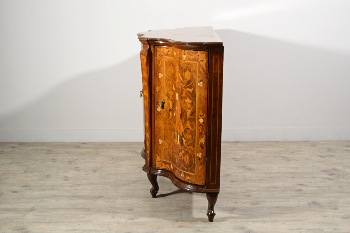 Credenza in legno intarsiata, Italia, XIX secolo stile luigi XV-photo-2