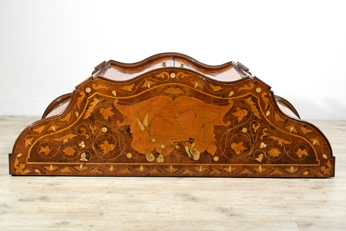 Credenza in legno intarsiata, Italia, XIX secolo stile luigi XV-photo-6