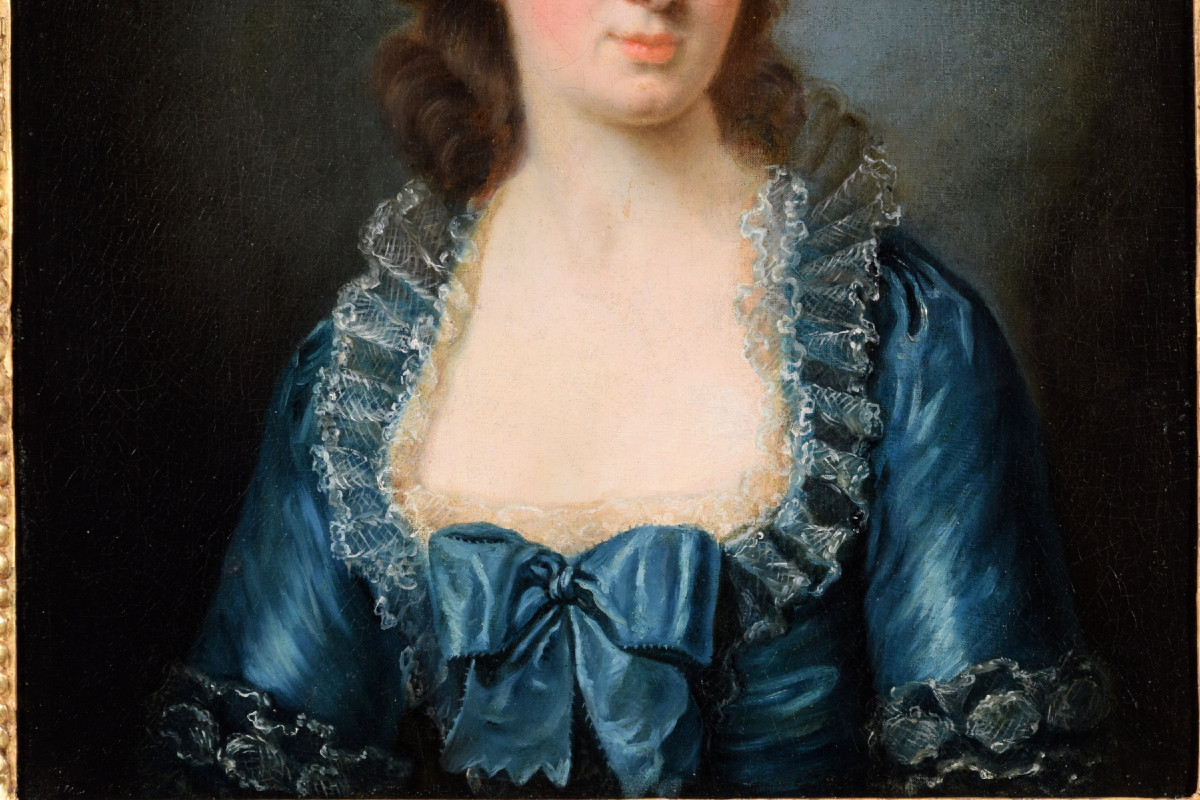  Ritratto di giovane donna in abito blu, Francia, fine XVIII secolo-photo-8