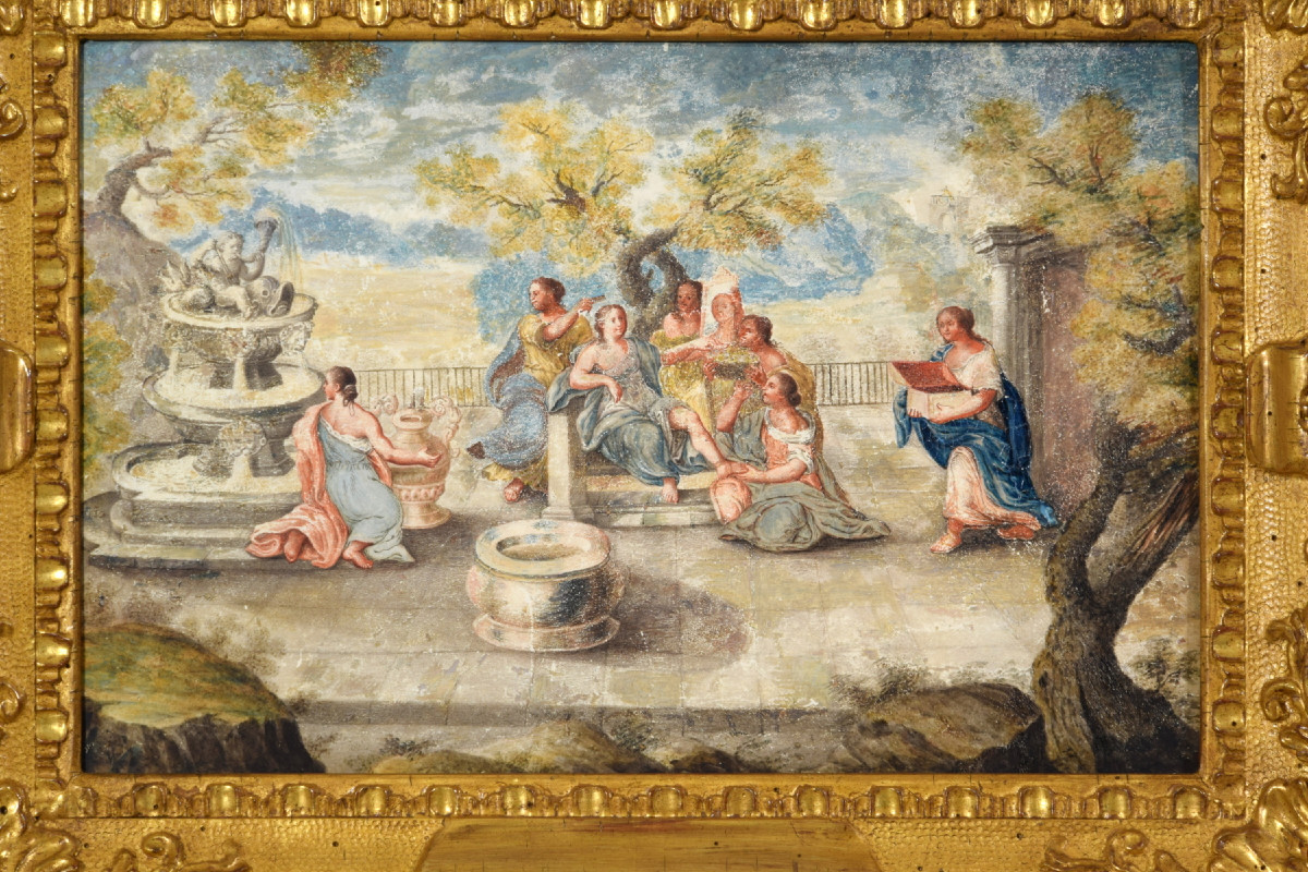 Quattro dipinti raffiguranti soggetti biblici, scuola francese, XVII secolo-photo-7