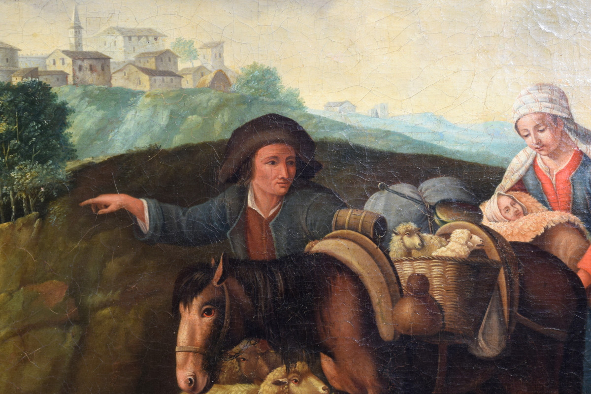 Coppia di grandi dipinti raffiguranti scene pastorali, scuola dei Londonio, XVIII secolo-photo-5