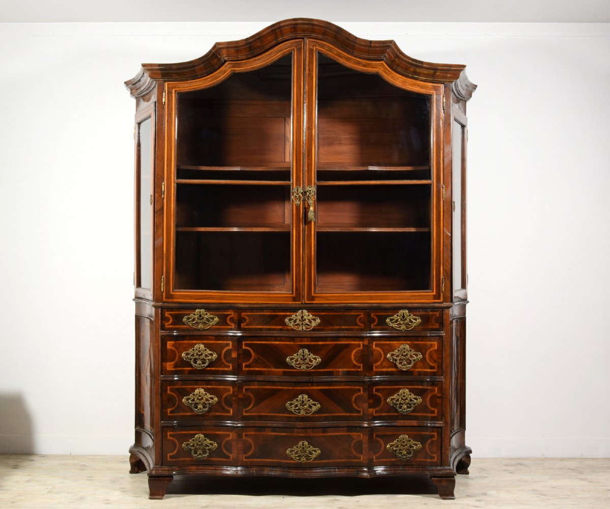 Trumeau in legno lastronato e intarsiato, Genova, XVIII secolo-photo-2