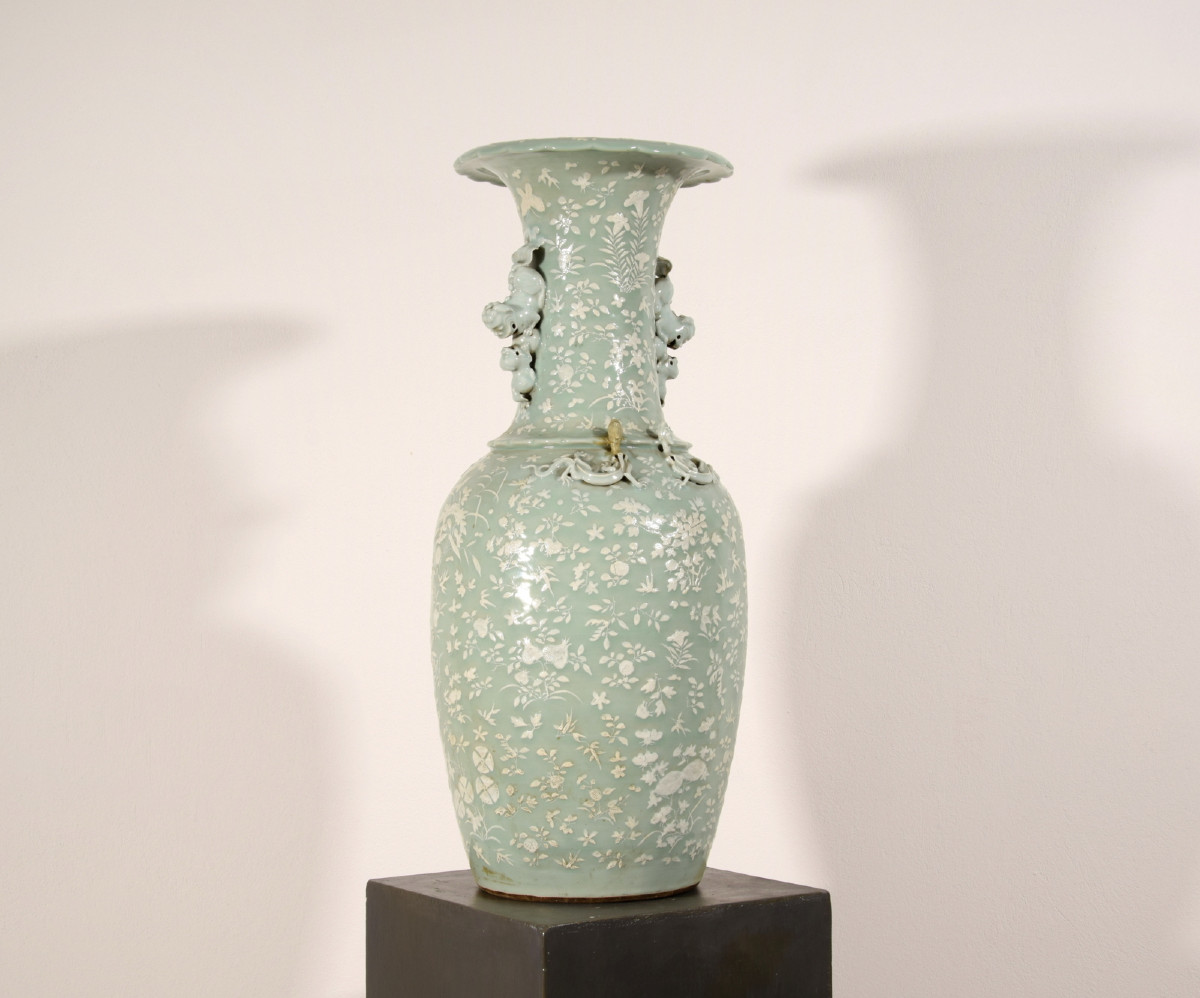 Grande vaso in porcellana Celadon, Cina, XIX secolo-photo-2