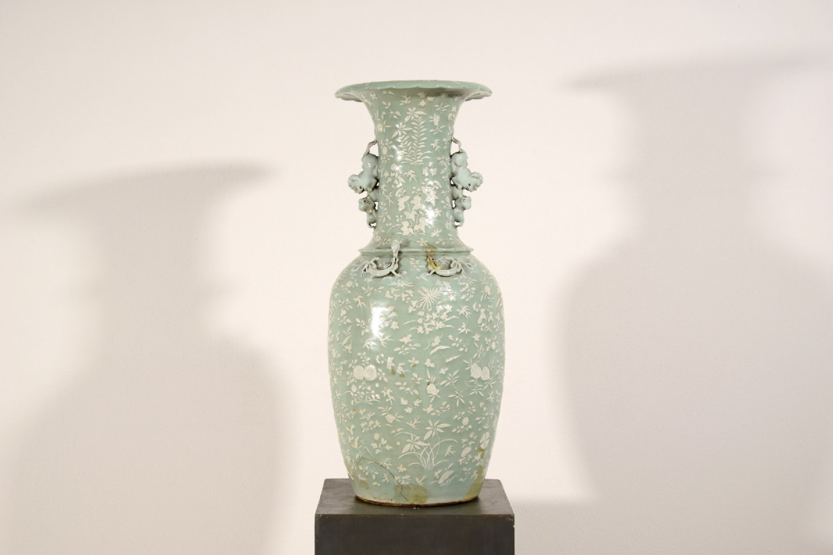 Grande vaso in porcellana Celadon, Cina, XIX secolo-photo-4