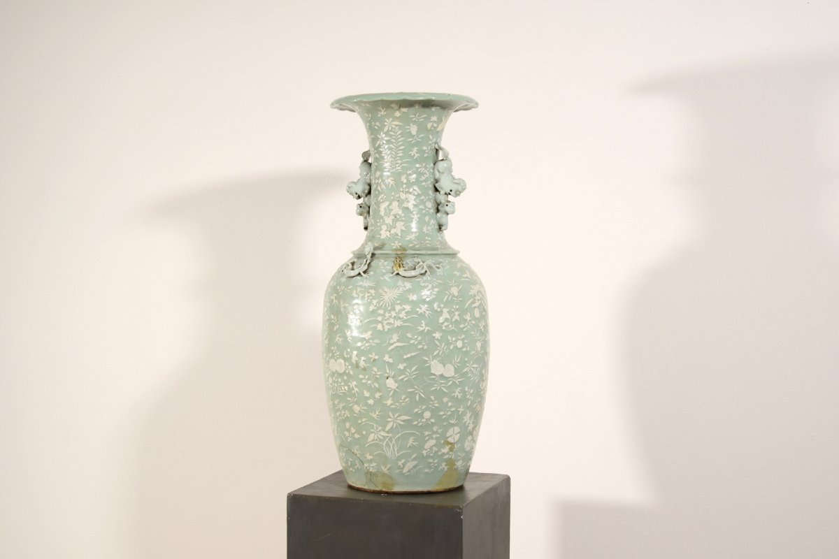 Grande vaso in porcellana Celadon, Cina, XIX secolo-photo-1