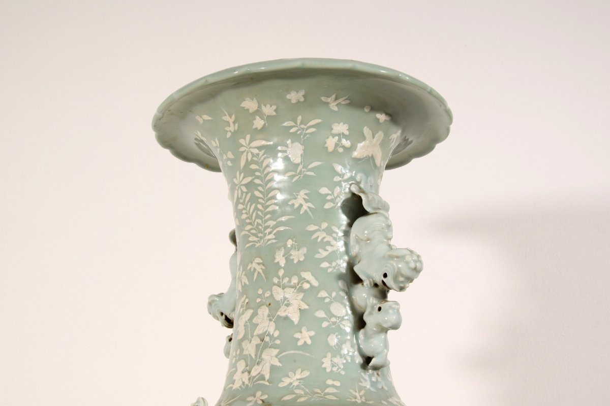 Grande vaso in porcellana Celadon, Cina, XIX secolo-photo-4